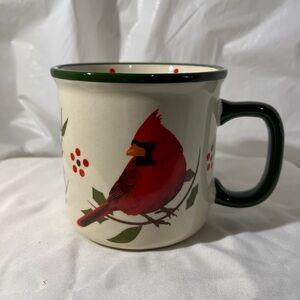 Temptations Cardinal / Poinsettia 16 oz Mug with Green Rim
